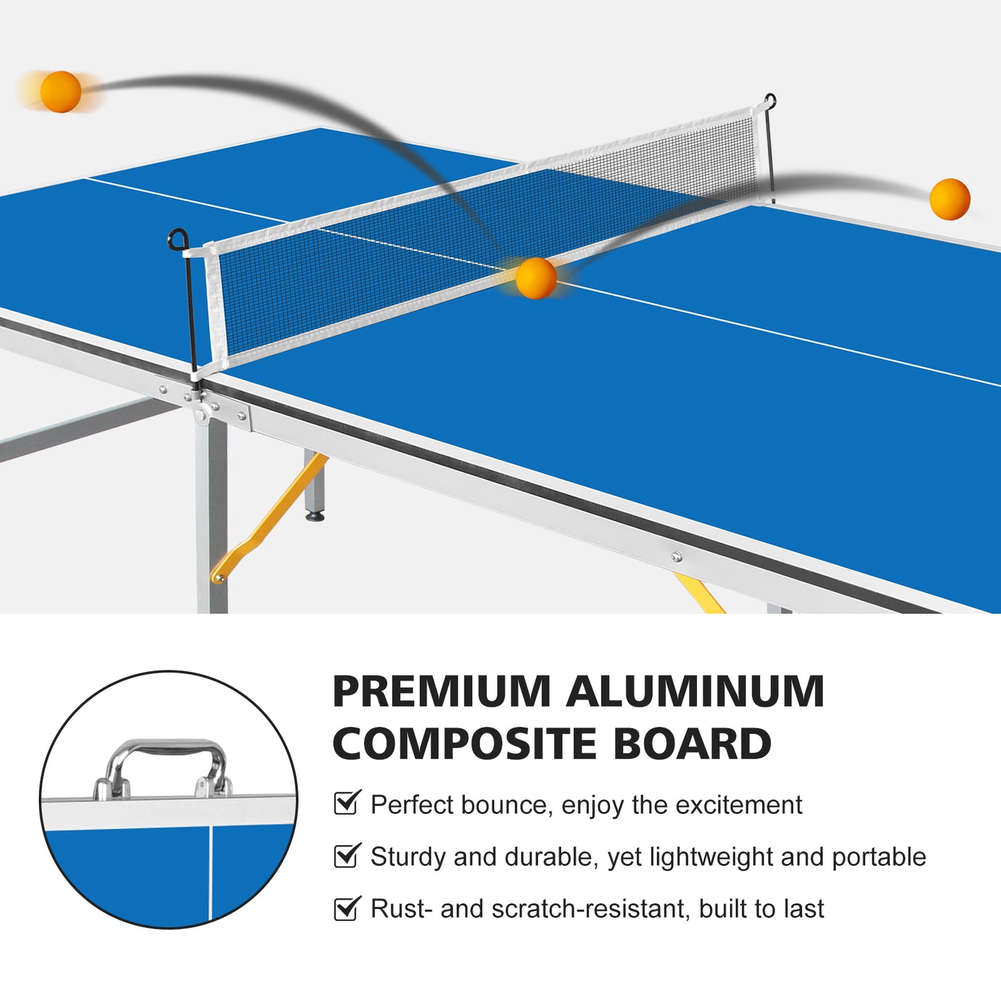 Mid-Size Foldable Table Tennis Table Set - Light Blue