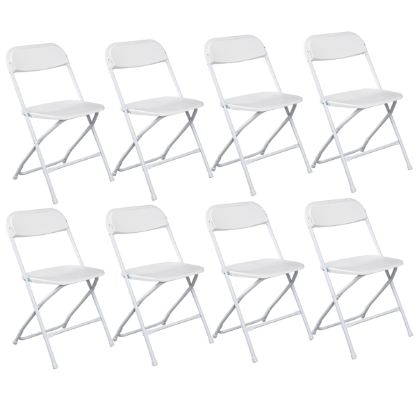 6-Pack White Plastic Folding Chairs - Sturdy & Lightweight