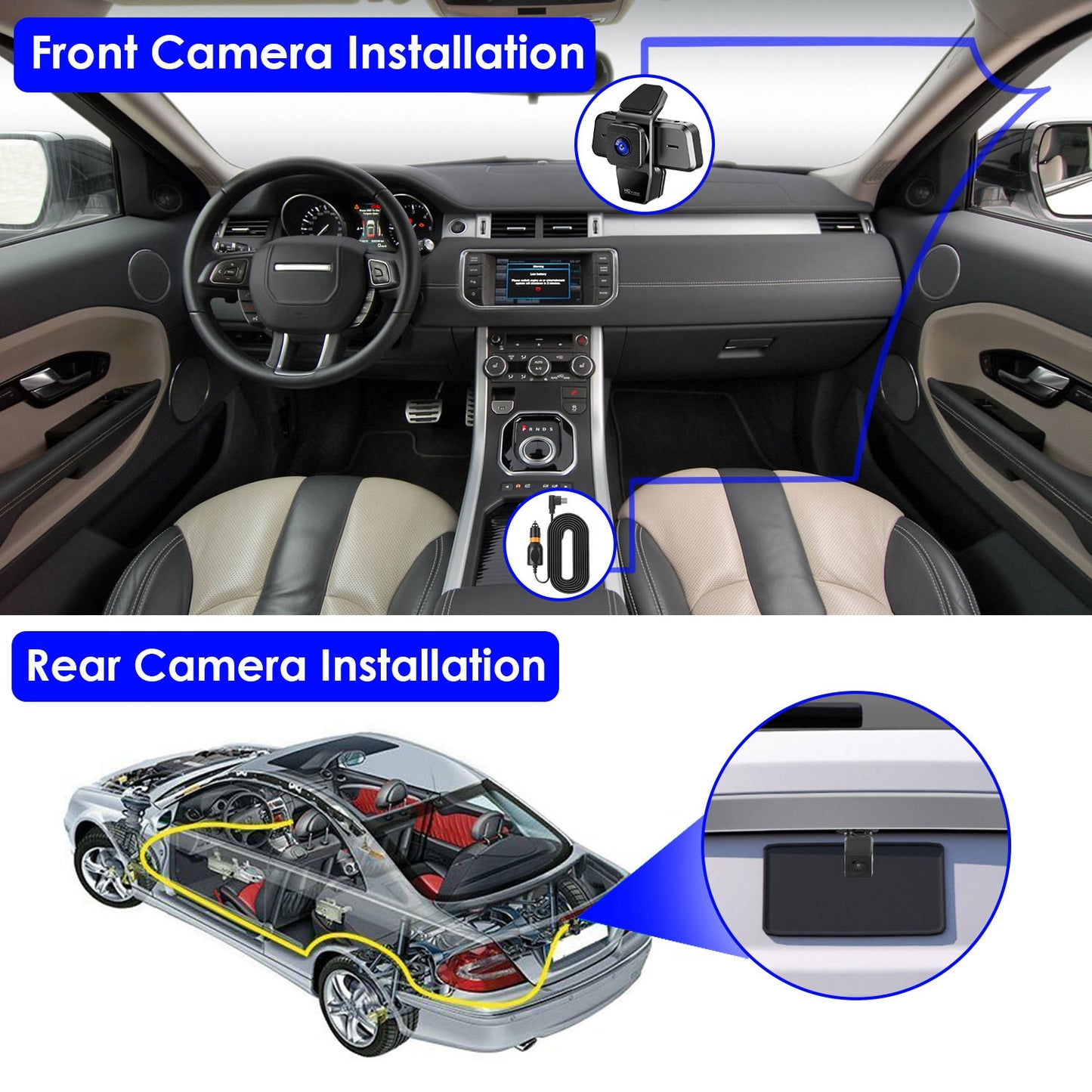 1080P FHD 3-Channel WiFi Dash Cam with Night Vision & Motion Detection