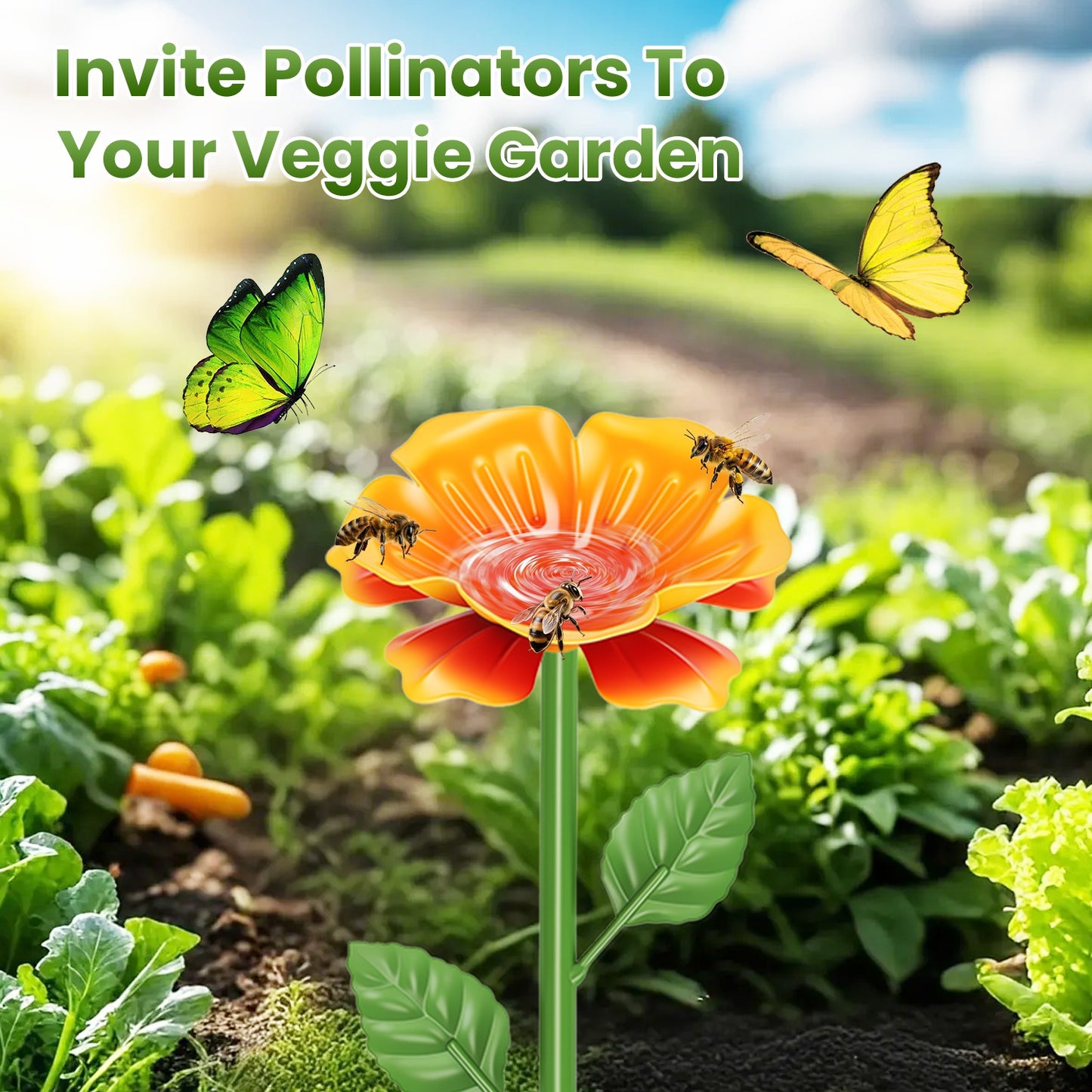 Pollinator Water Stakes - Flower Design Bee & Butterfly Waterer
