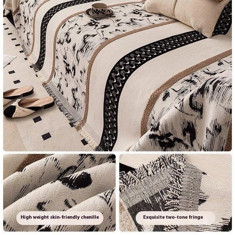 Chinese Ancient Style Chenille Sofa Cover - Universal Four Seasons Dust Protector