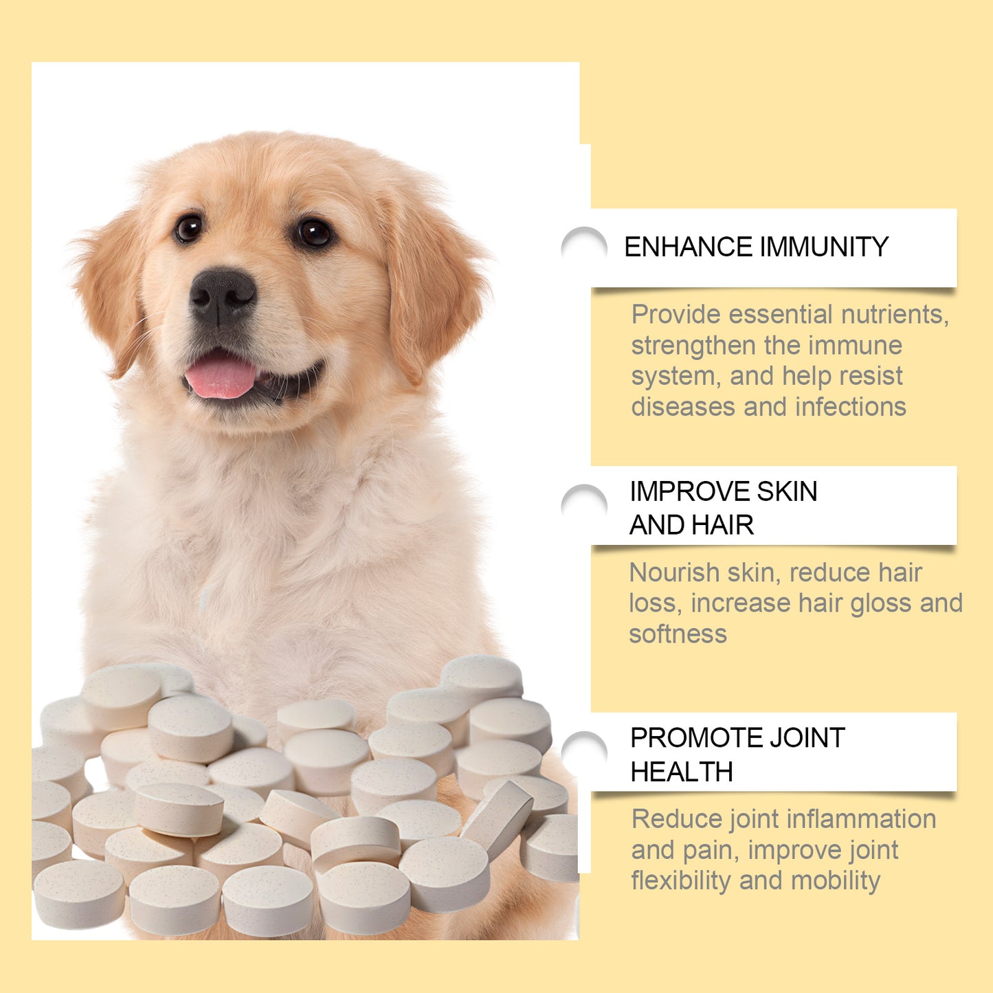 Dog Fish Oil Chewable Tablets - Skin Coat Support for Allergies & Digestion, 60 Count