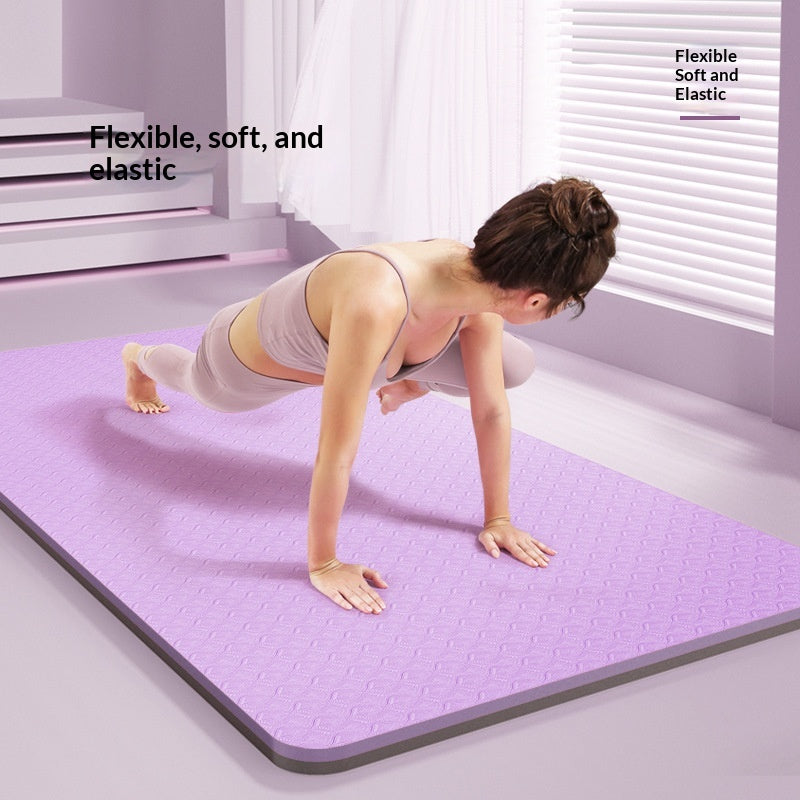Thick Non-Slip TPE Yoga Mat 183cm x 90cm, 10mm Purple & Striped Variants