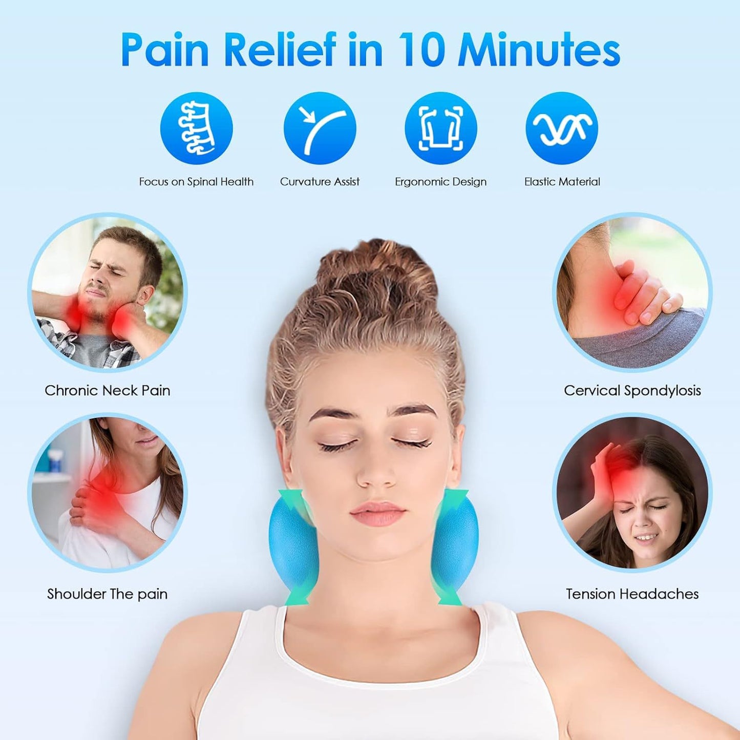 Cervical Traction Pillow for Neck Pain Relief - Massage Pillow for Adults