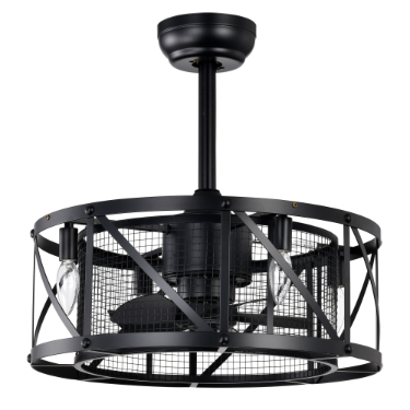20'' Industrial Ceiling Fan with Remote Control - Matte Black