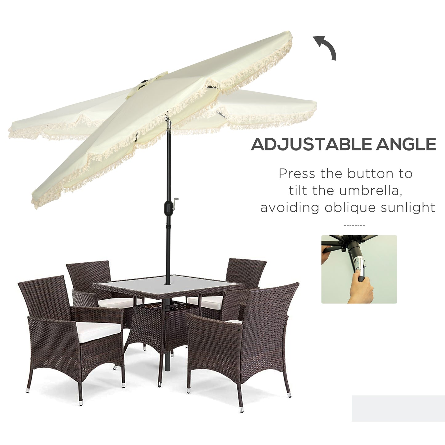 9 ft Cantilever Umbrella with Tilt & Crank - Cream White