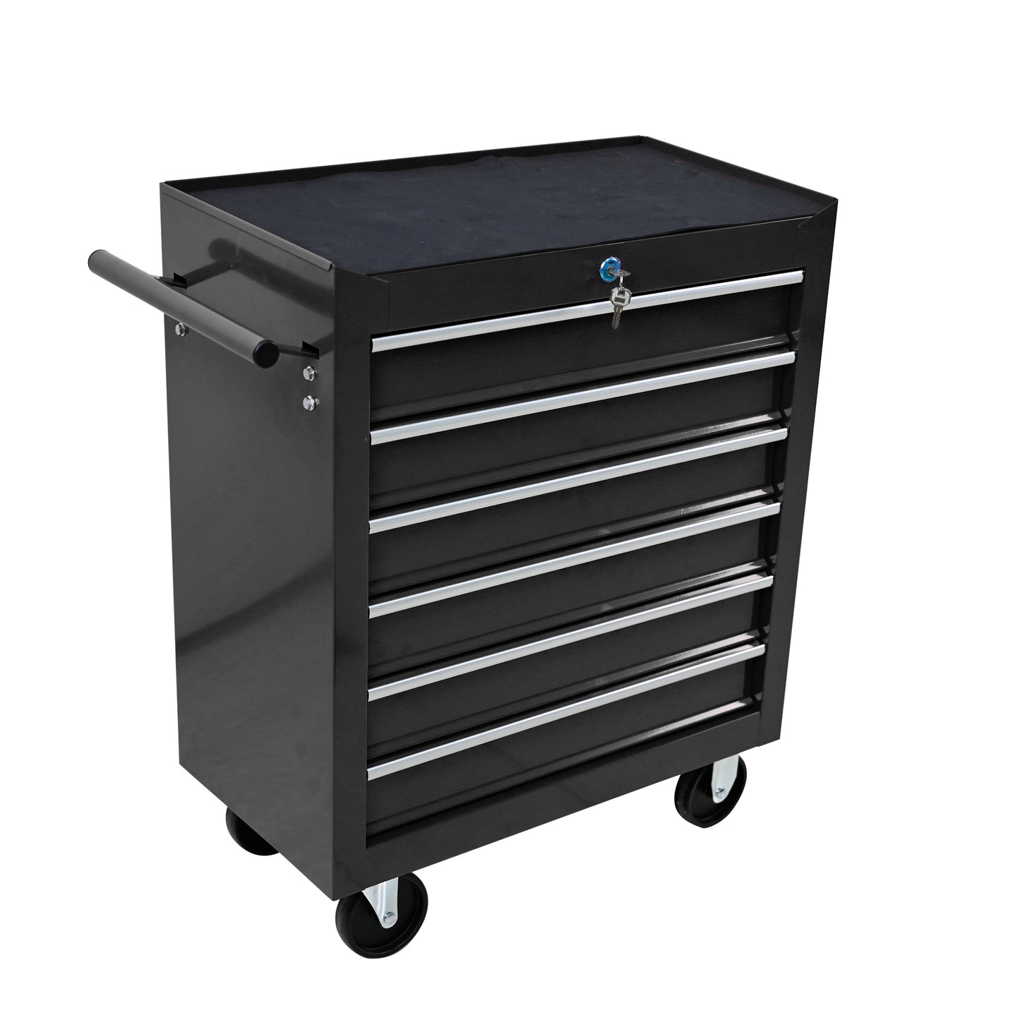Black Steel 6-Drawer Mobile Tool Storage Cart with Wheels