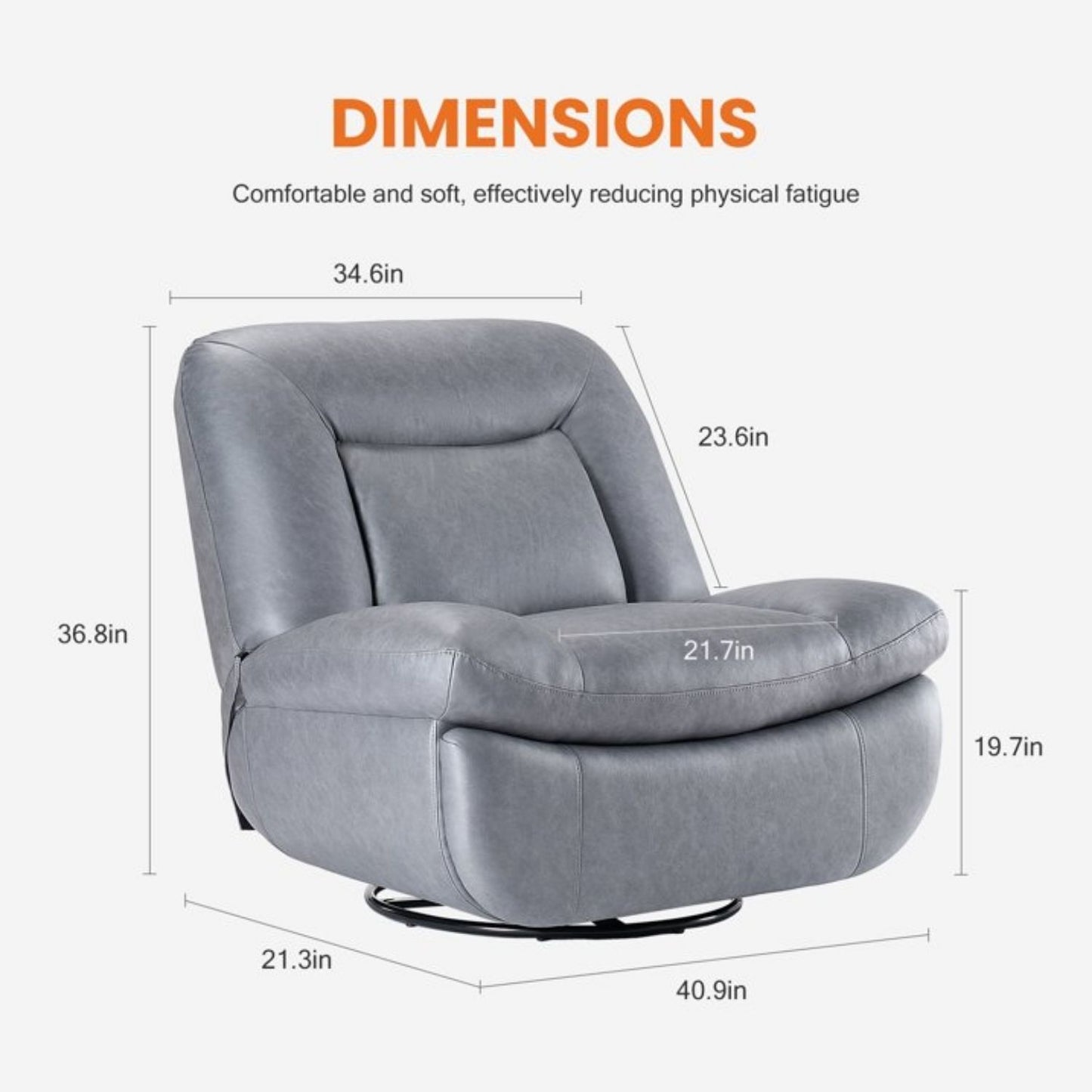360-Degree Swivel Rocker Recliner Chair with Thick Cushion