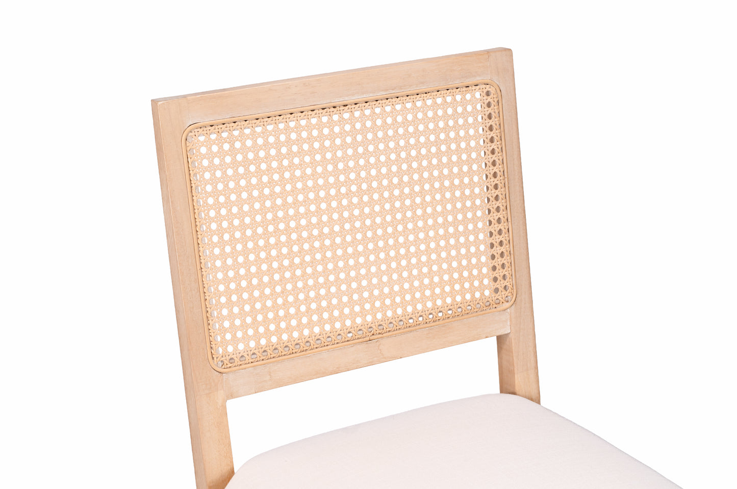 Set of 2 Mid Century Modern Rattan Dining Chairs - Beige