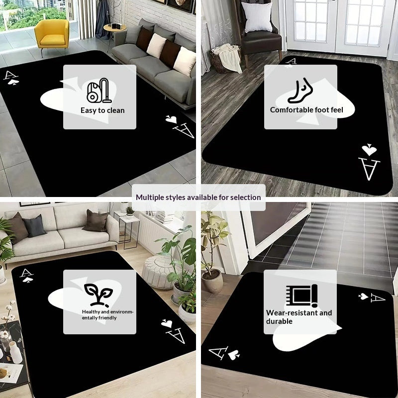 Crystal Velvet Rug - Modern Embossed Square Floor Mat