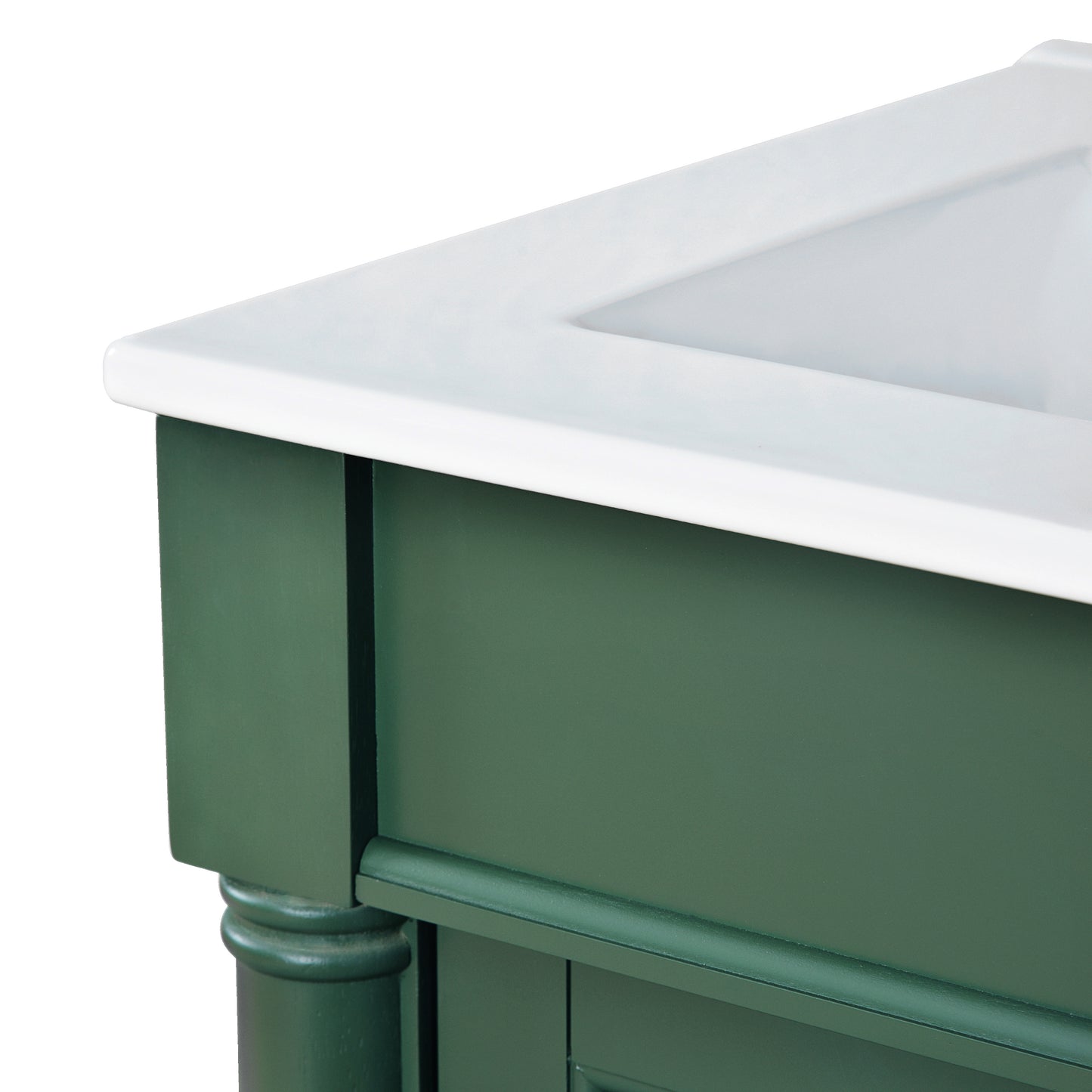 24-Inch Green Bathroom Vanity with Ceramic Sink & Storage