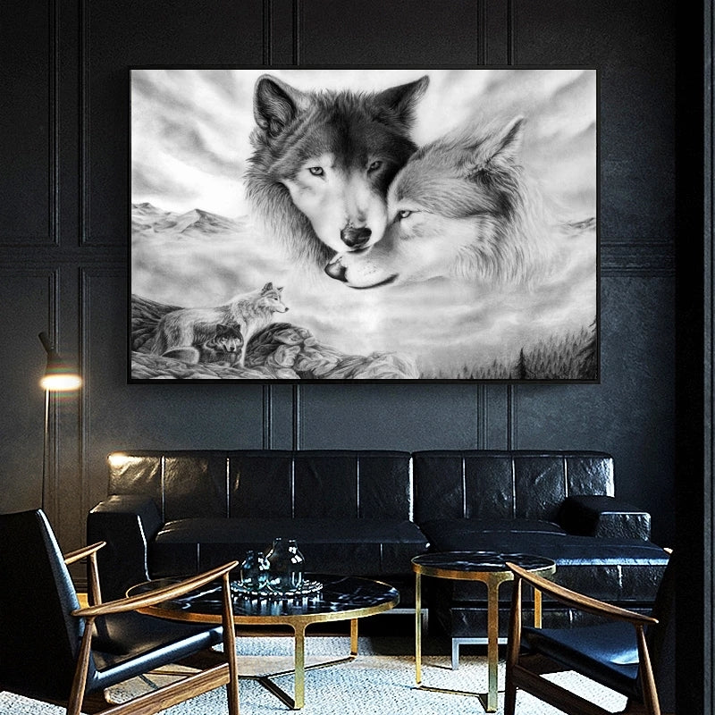 Forest Wolf Head Wall Art Poster - Scandinavian Style Canvas Decor