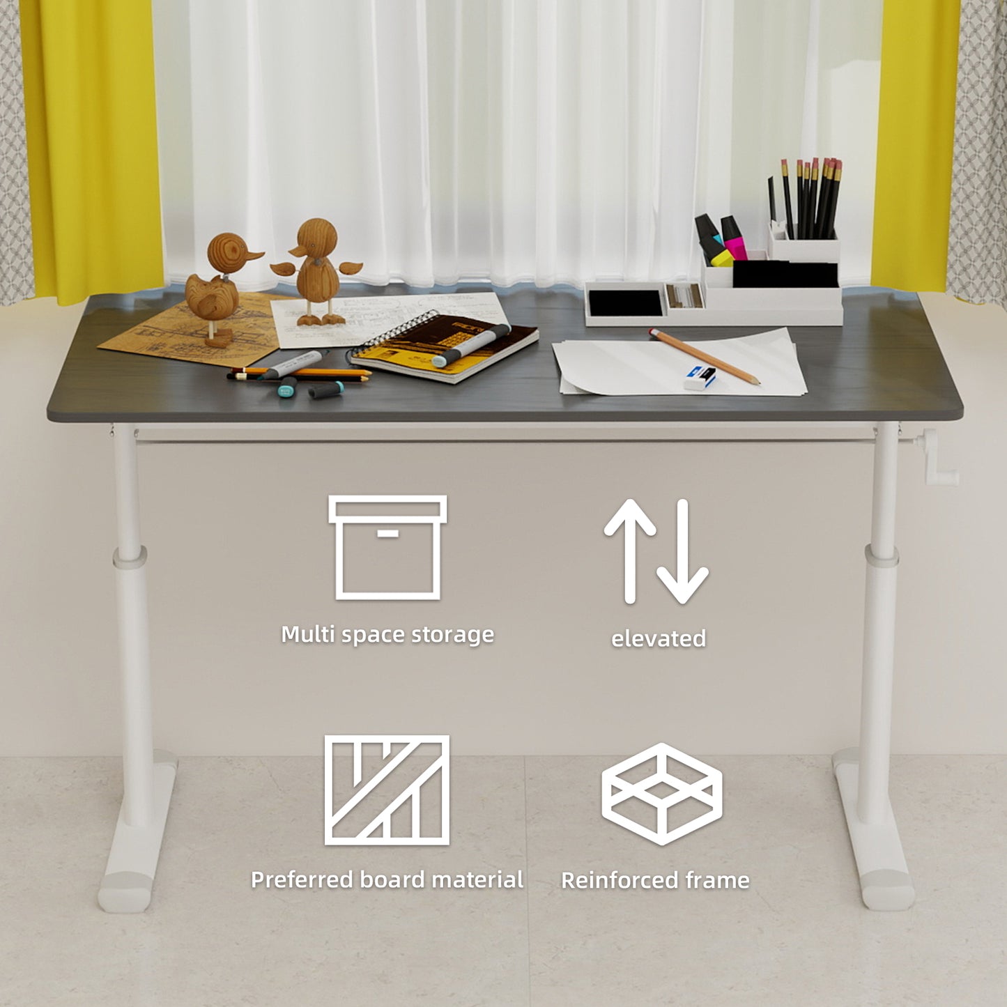 Height Adjustable Study Desk for Home Office - Grey