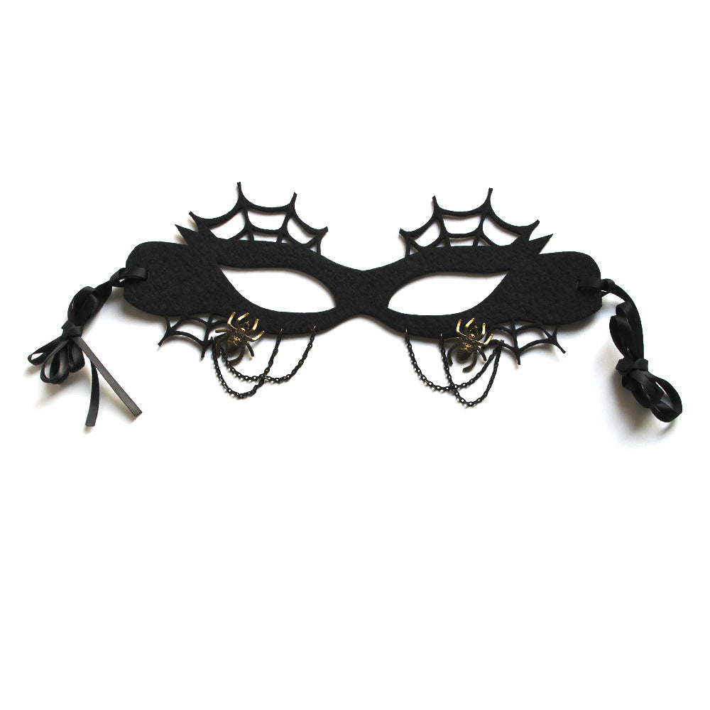 Halloween Witch Spider Web Mask - Felt Cloth Costume Mask for Adults