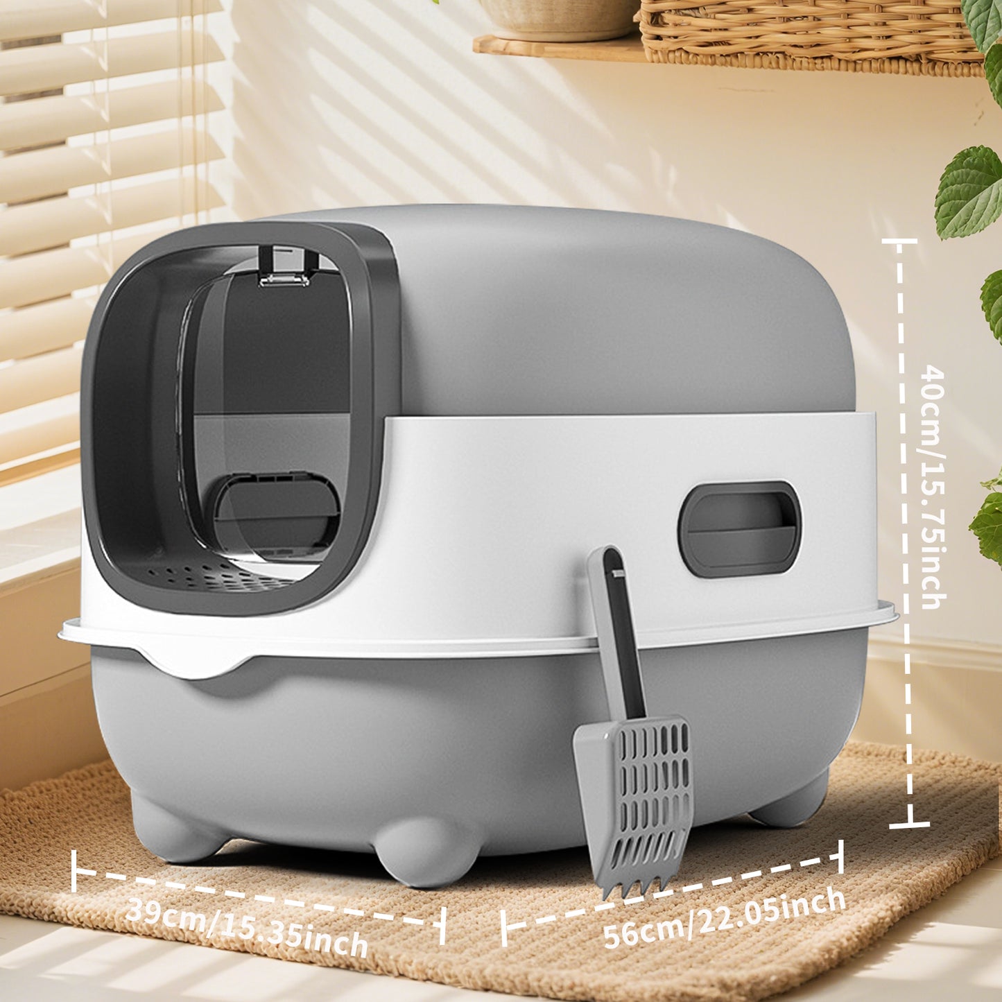 Splash Proof Cat Litter Box with Lid, Easy Clean Drawer Design, Odor Control