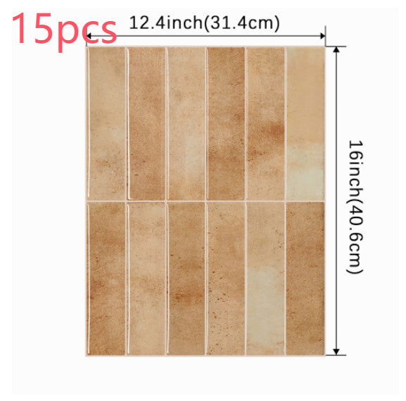Waterproof 3D Self-Adhesive Wall Sticker for Kitchen Bathroom - High Temp Resistant