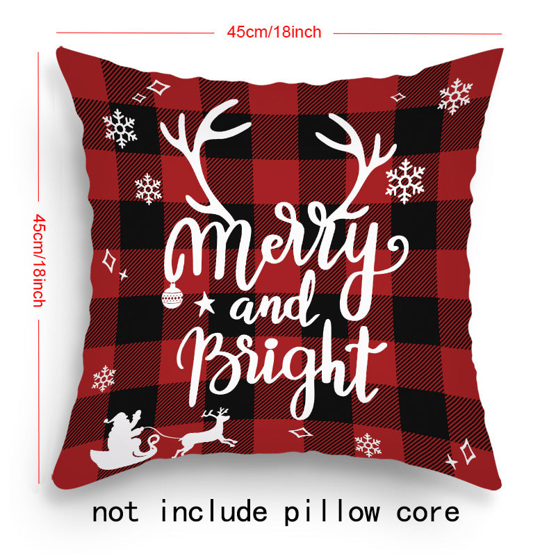 Holiday Cartoon Santa Claus Elk Pillow Cover 45x45cm Sofa Cushion Decor