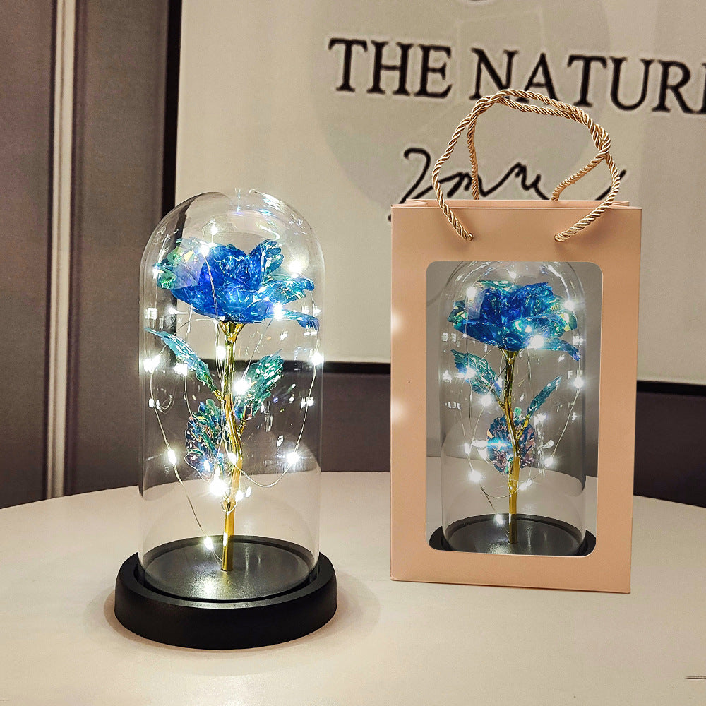 Valentine's Day Artificial Flower Glass Cover Lamp - Luminous Home Decor