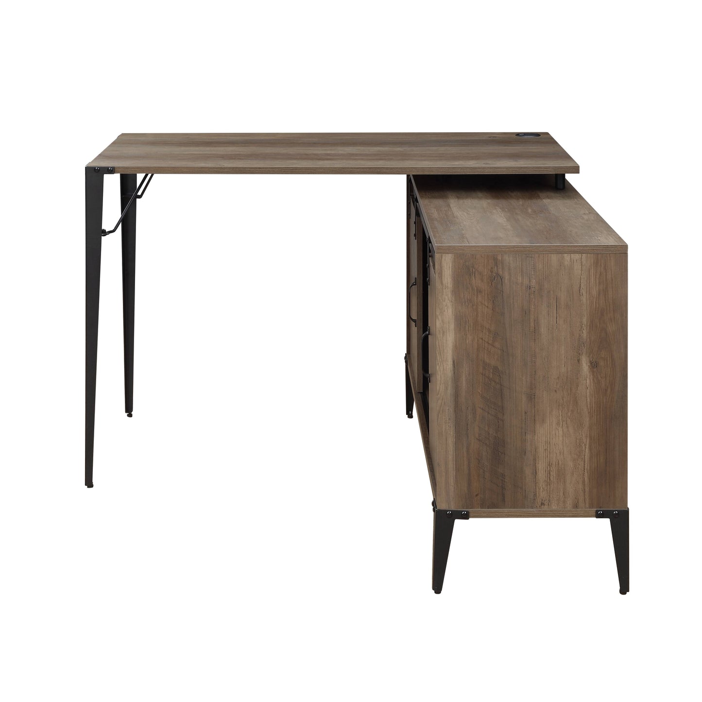 48" Gray Oak & Black Finish Writing Desk with Sliding Barn Door