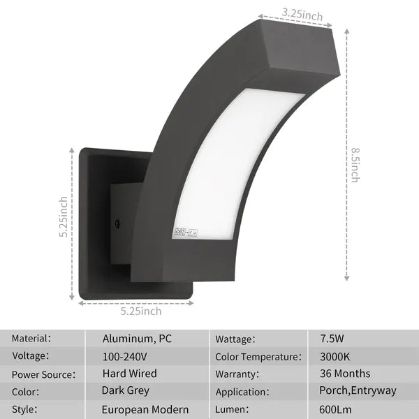 Outdoor Wall Light Fixture Modern LED Sconce Waterproof Aluminum Porch Lighting