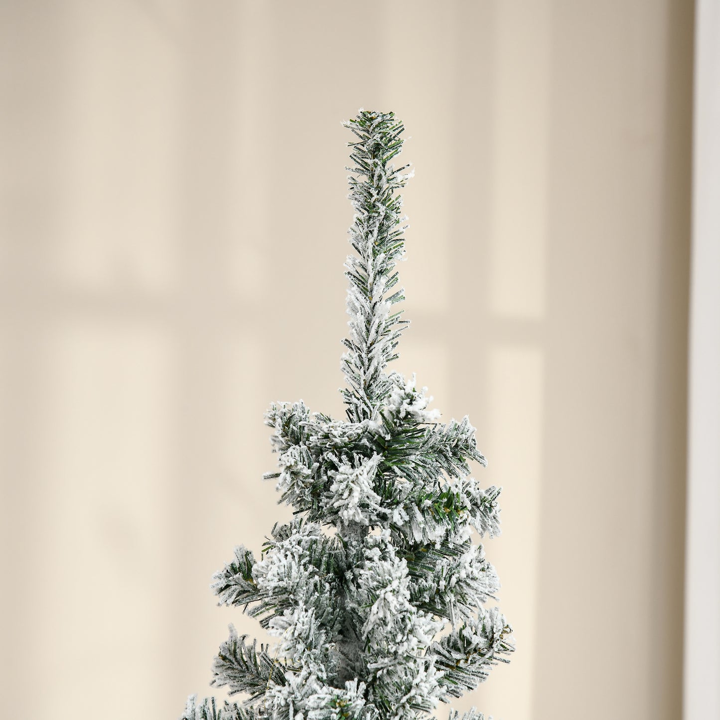 6ft Flocked Christmas Tree - Pencil Shape with Faux Snow