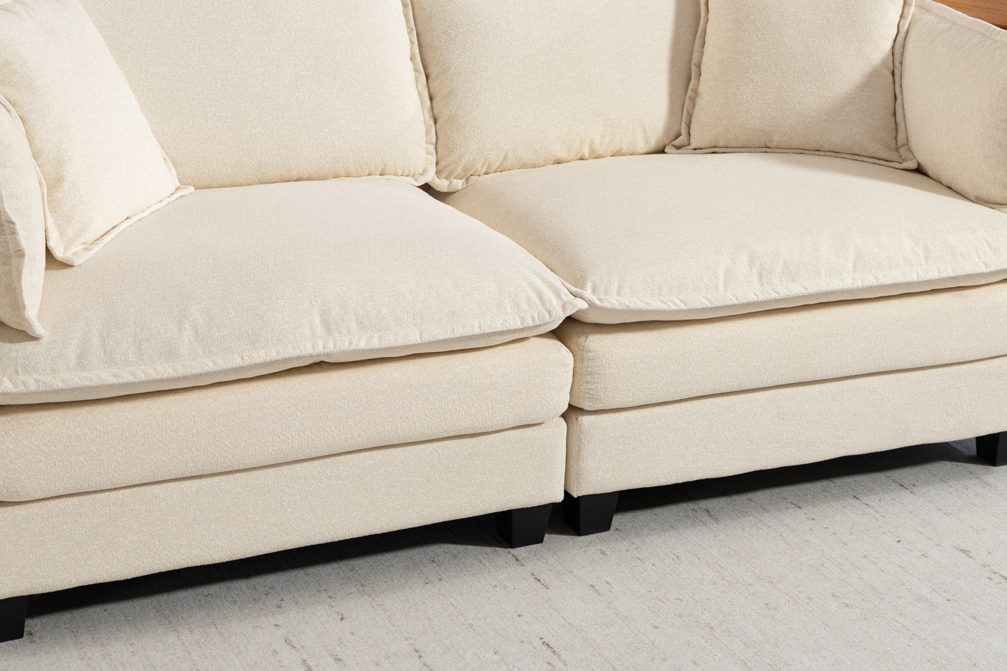 Modern 2-Seat Sectional Sofa with Chaise Lounge - Antique White
