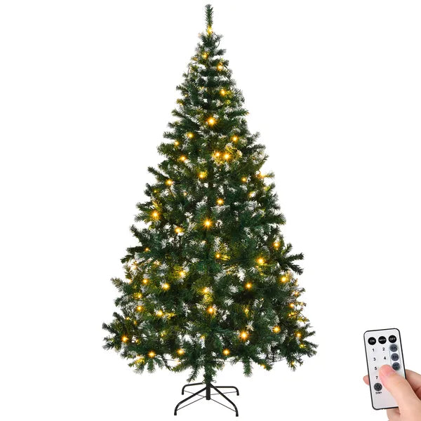 7 FT Snow Tipped Artificial Christmas Tree with 150 Warm Lights & Remote Control