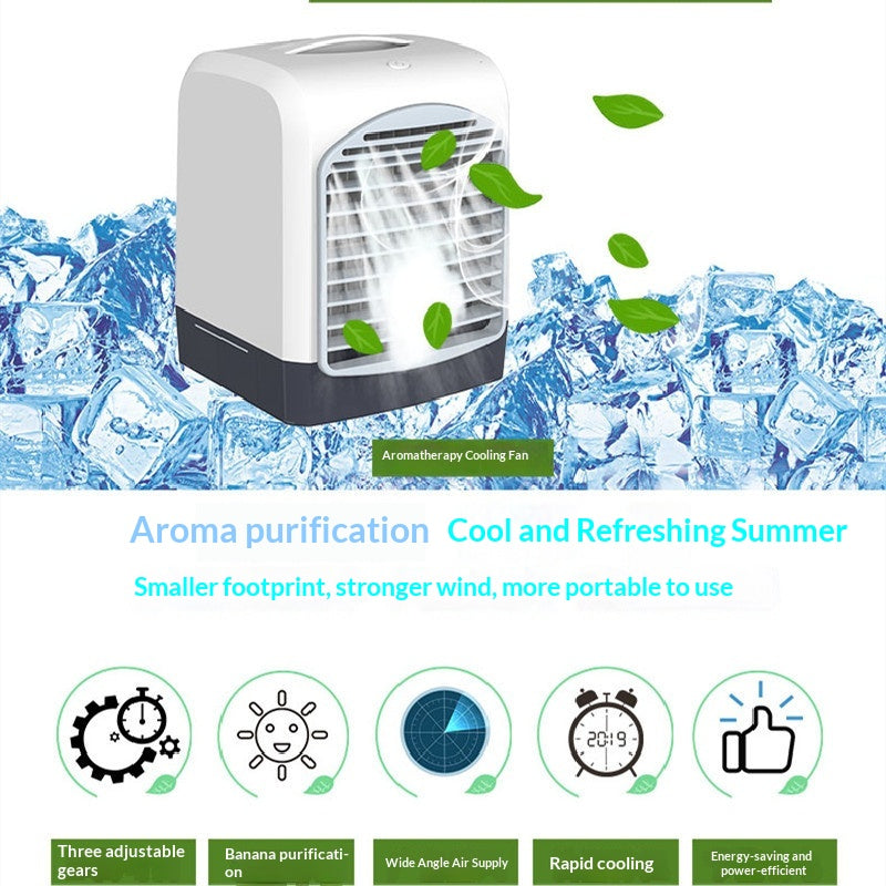 USB Desktop Fan with Water Cooling and Aromatherapy Pad - White