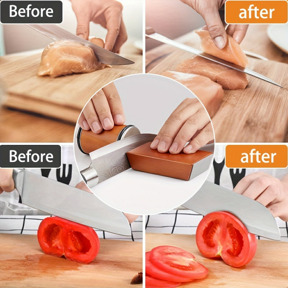 Diamond Roller Knife Sharpener Kit - Dual-Grind Kitchen Tool