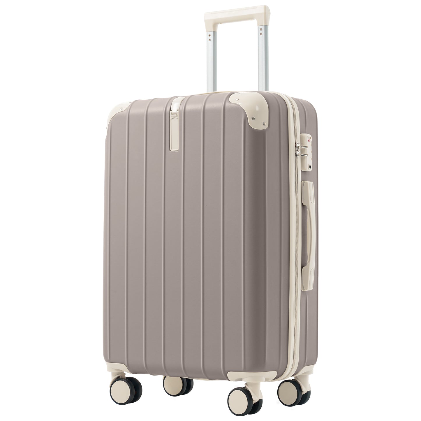 Premium ABS Travel Luggage Set - 3-Piece with TSA Lock, Light Grey