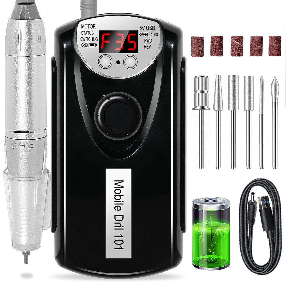 Professional 35000 RPM Rechargeable Electric Nail Drill Kit - Portable File