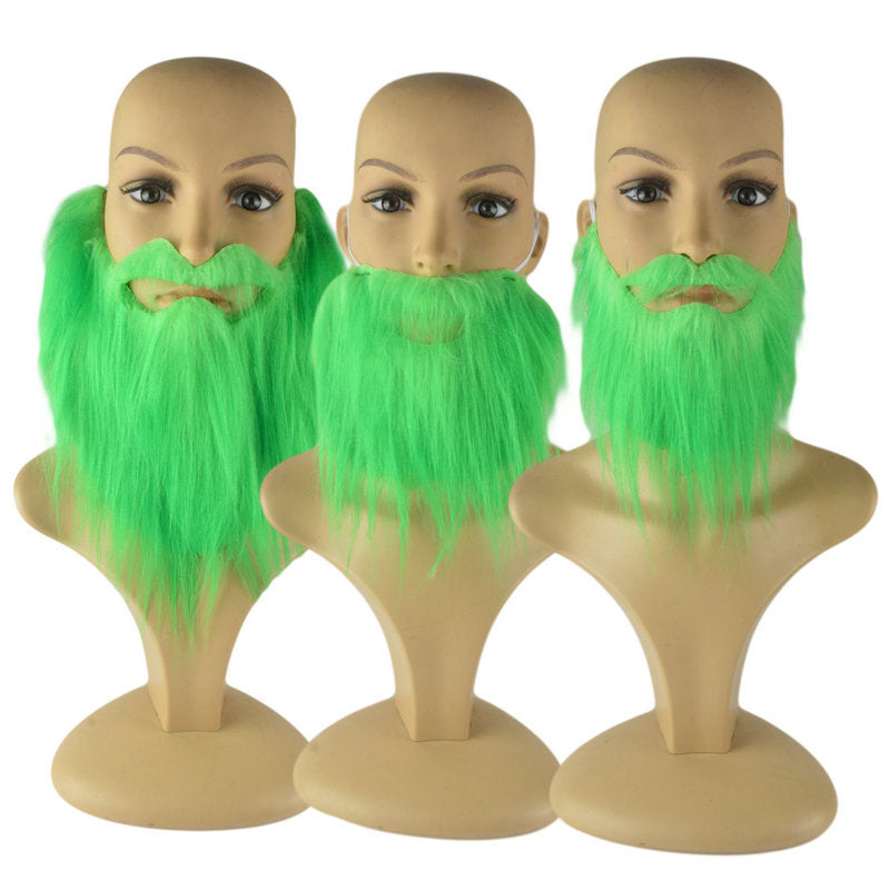Green Plush Beard for Party & Carnival Decor - Bearded Costume Accessory