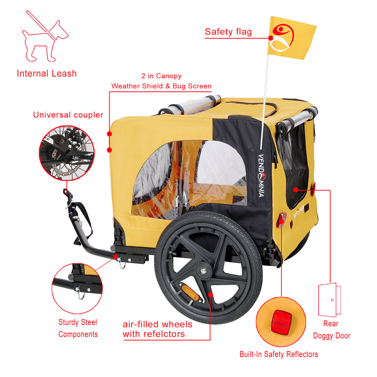Heavy Duty Foldable Pet Stroller with Bicycle Tow - Waterproof Dog Carrier