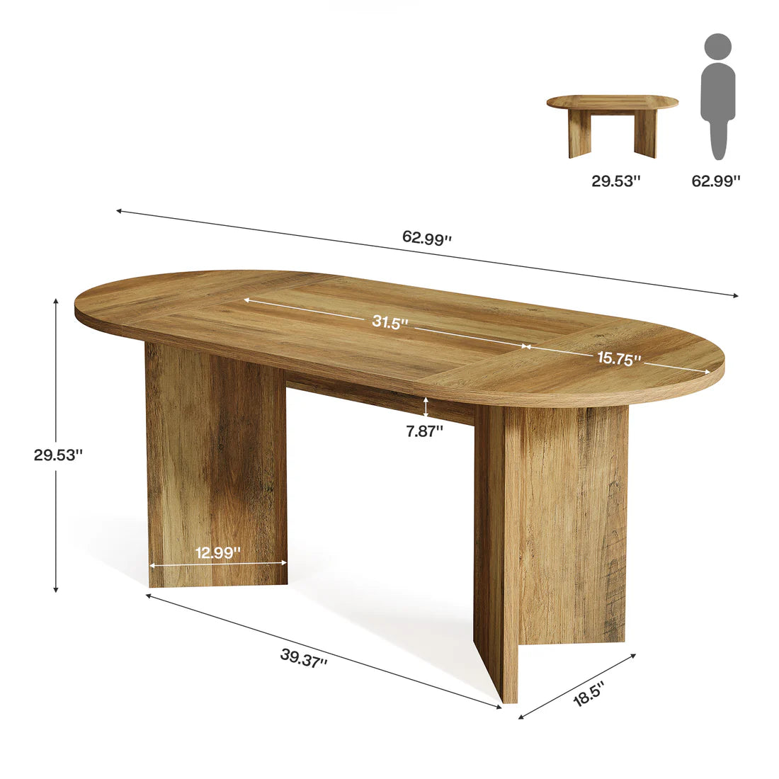 Spacious Oval Kitchen Table - Brown Farmhouse Design