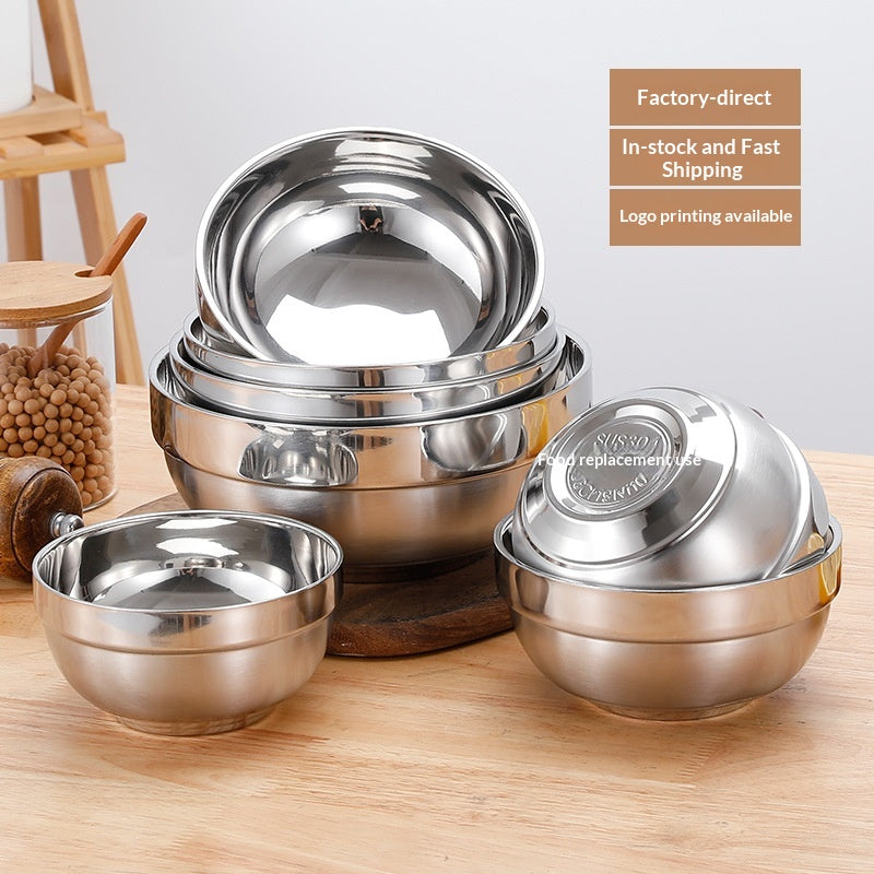 Children's Double-Layer Insulated Stainless Steel Rice Bowl 11.5cm 10pcs