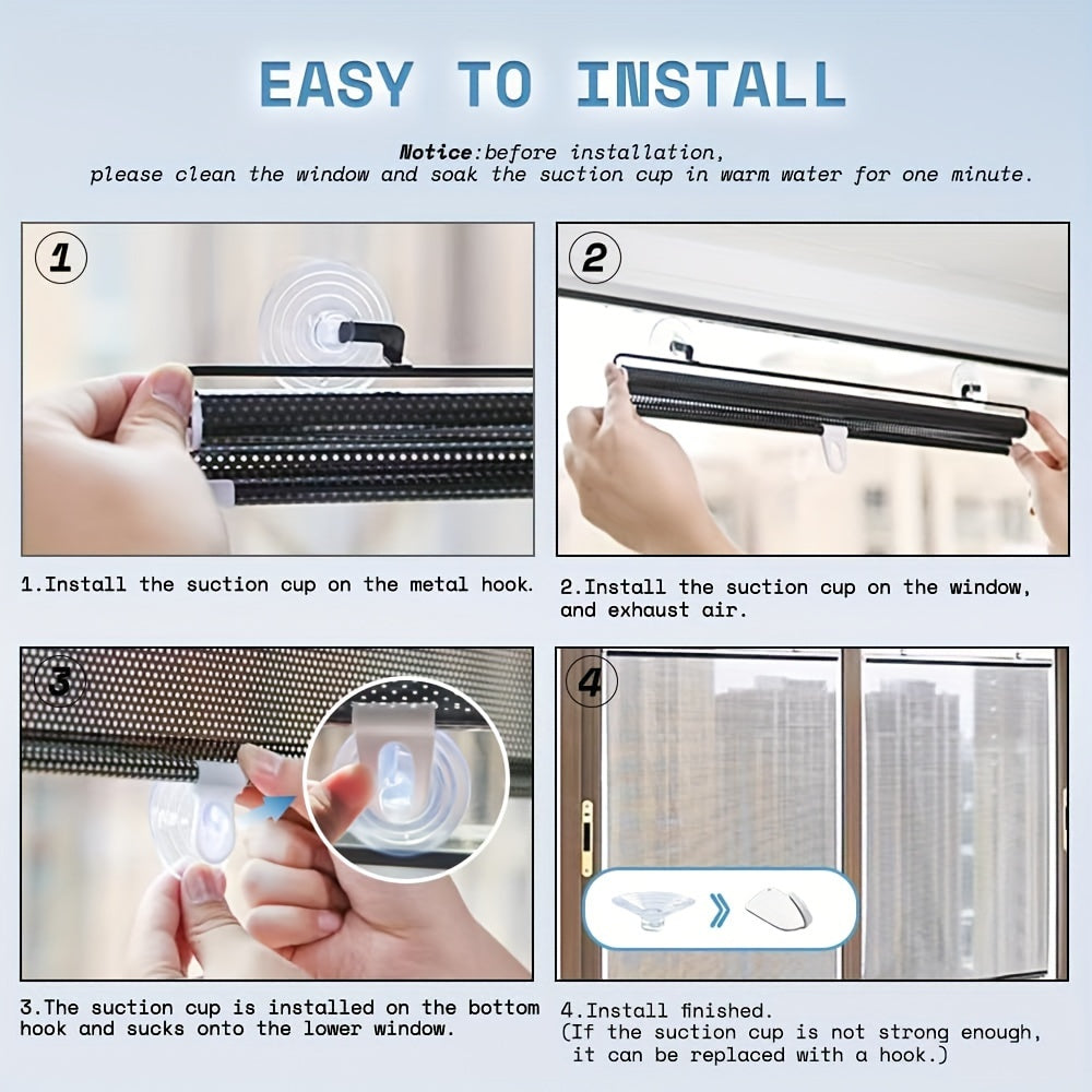 Retractable Blackout Roller Blinds - 2 Pack with Suction Cups