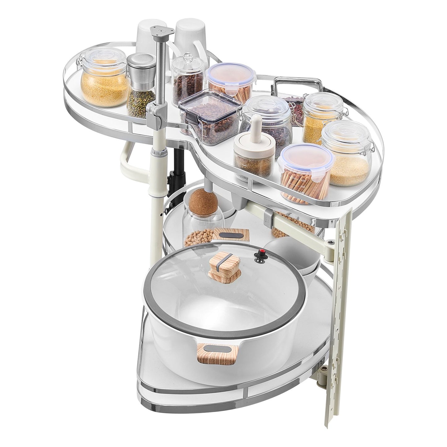 Pull-Out Kitchen Corner Cabinet Organizer - White Soft Close