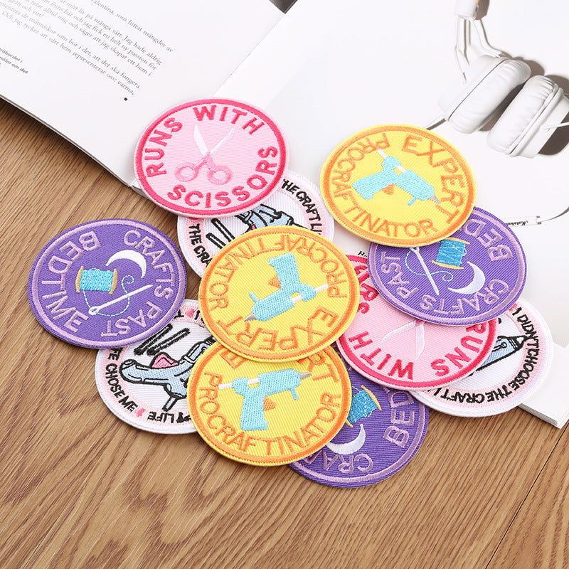 Embroidery Badge Round Cloth Sticker Set for DIY Crafts - 6.5cm