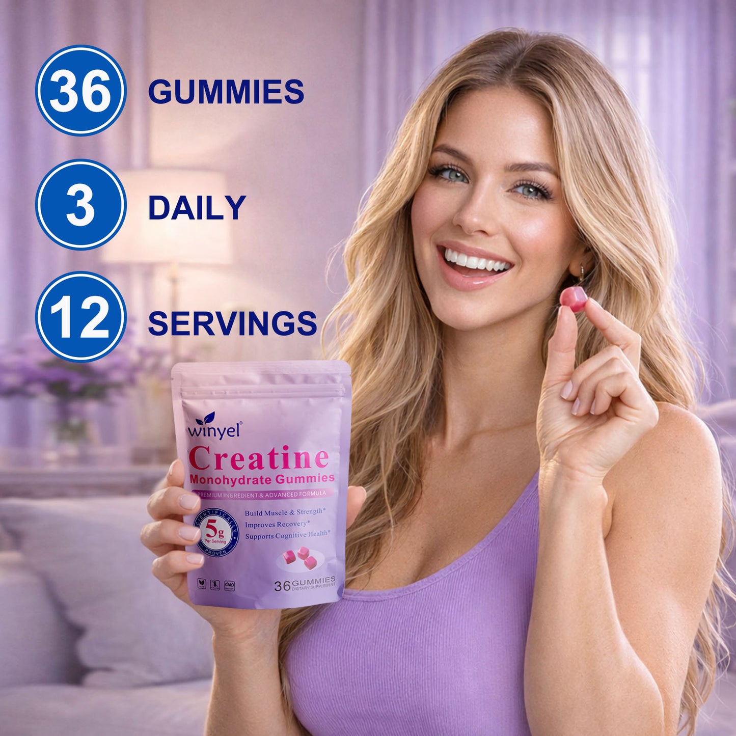 Creatine Monohydrate Gummies - Sugar-Free Muscle & Cognitive Support