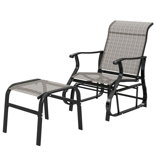 Outdoor Glider Chair and Ottoman Set - Black & Gray