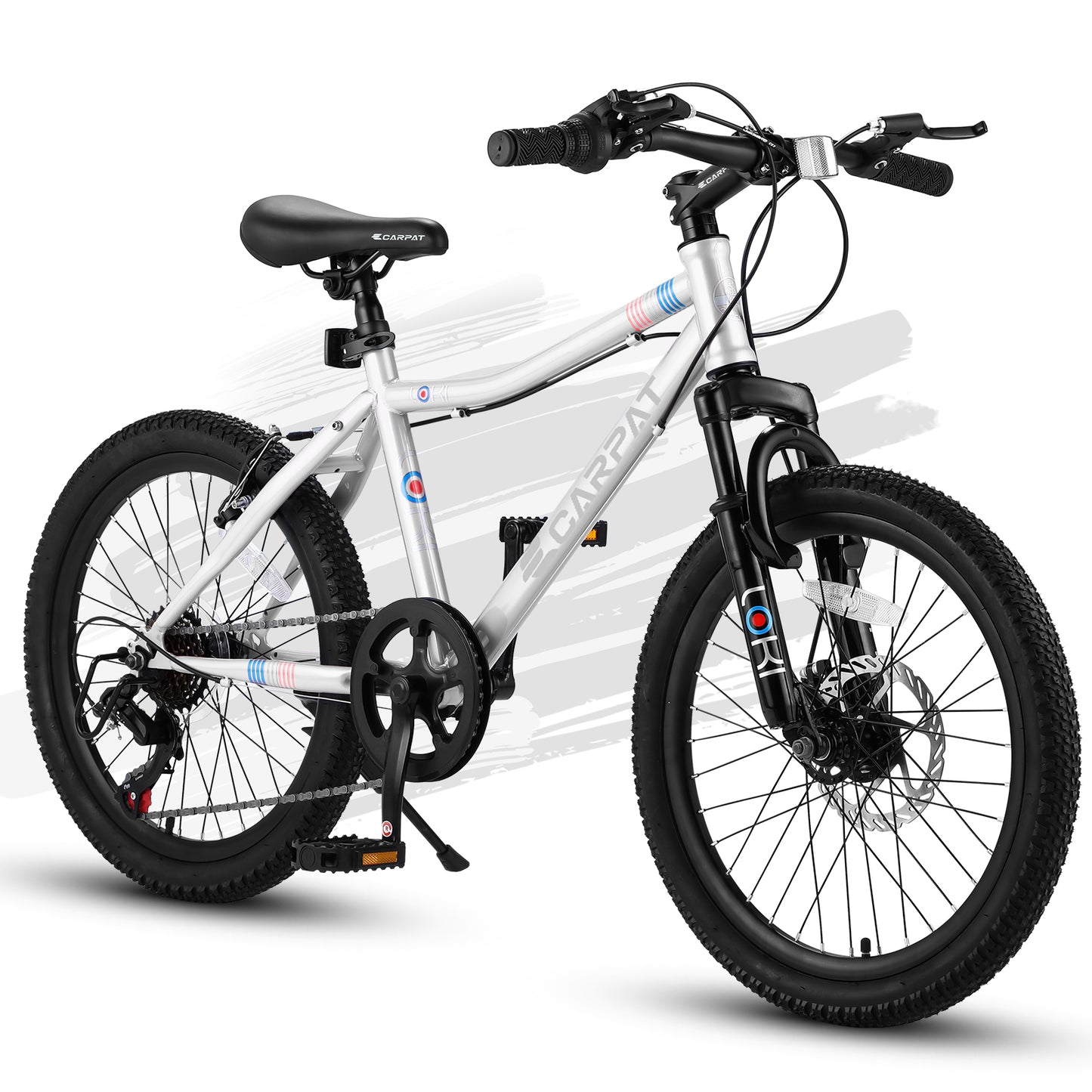 20-Inch Kids' Mountain Bike - 7 Speed, Front Suspension, White
