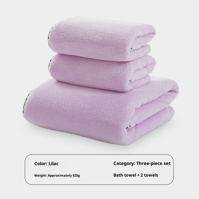 High Density Coral Fleece Bath Towel Set - Quick-Drying 3-Piece Vanilla