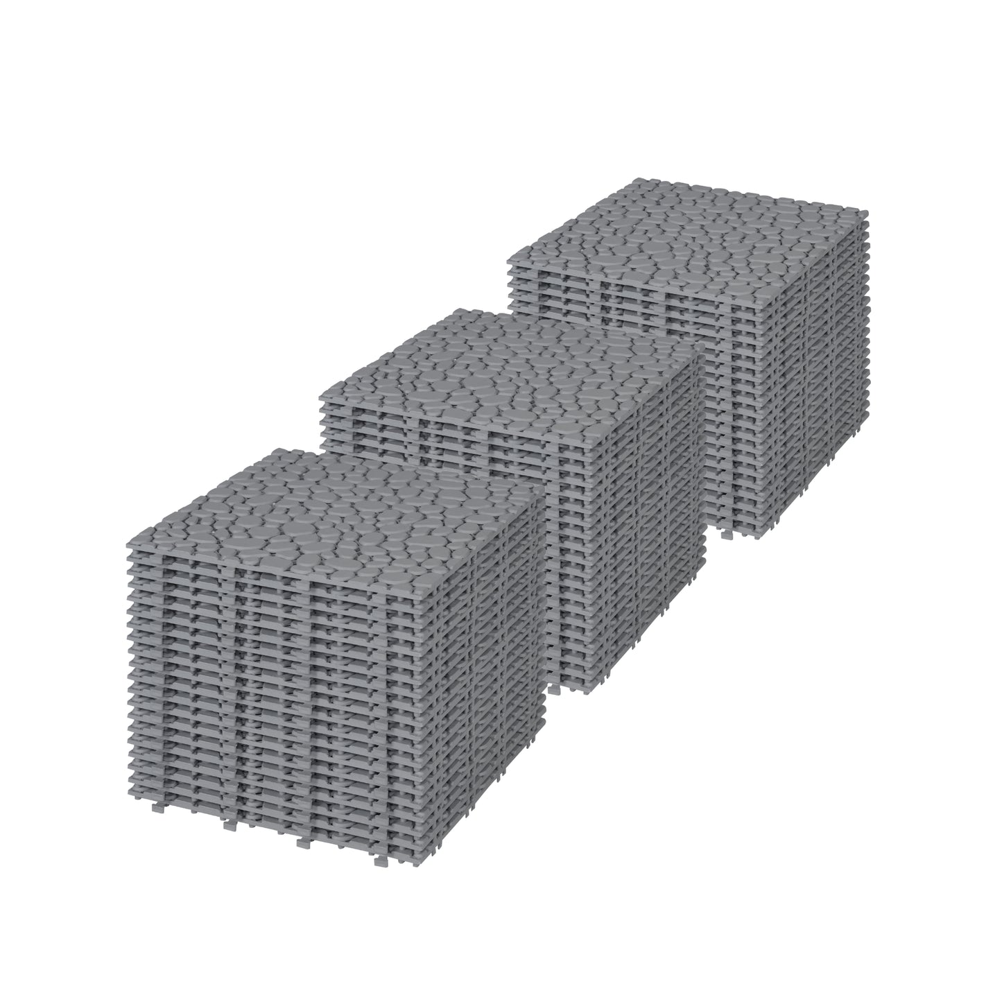 12x12 Inch Gray Interlocking Deck Tiles - Waterproof & Anti-Slip