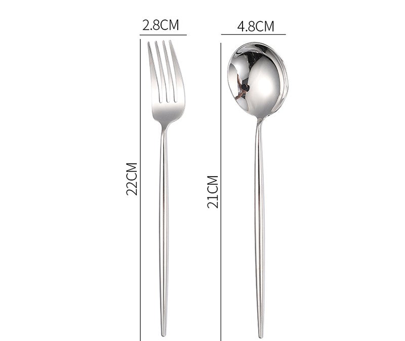Nordic Style 304 Stainless Steel Western Flatware Set - Knife Fork Spoon Chopsticks