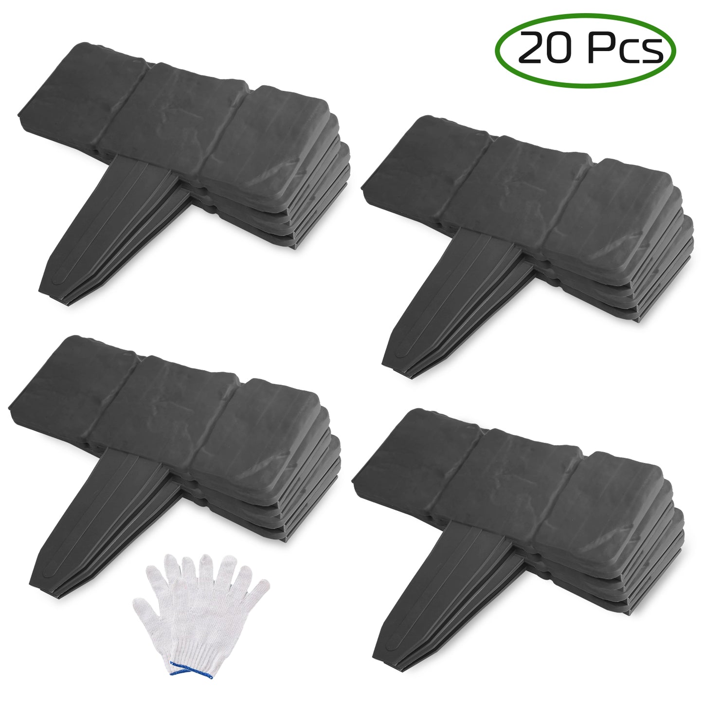 20 Pcs Plastic Garden Edging Border Stones for Lawn & Flowerbeds