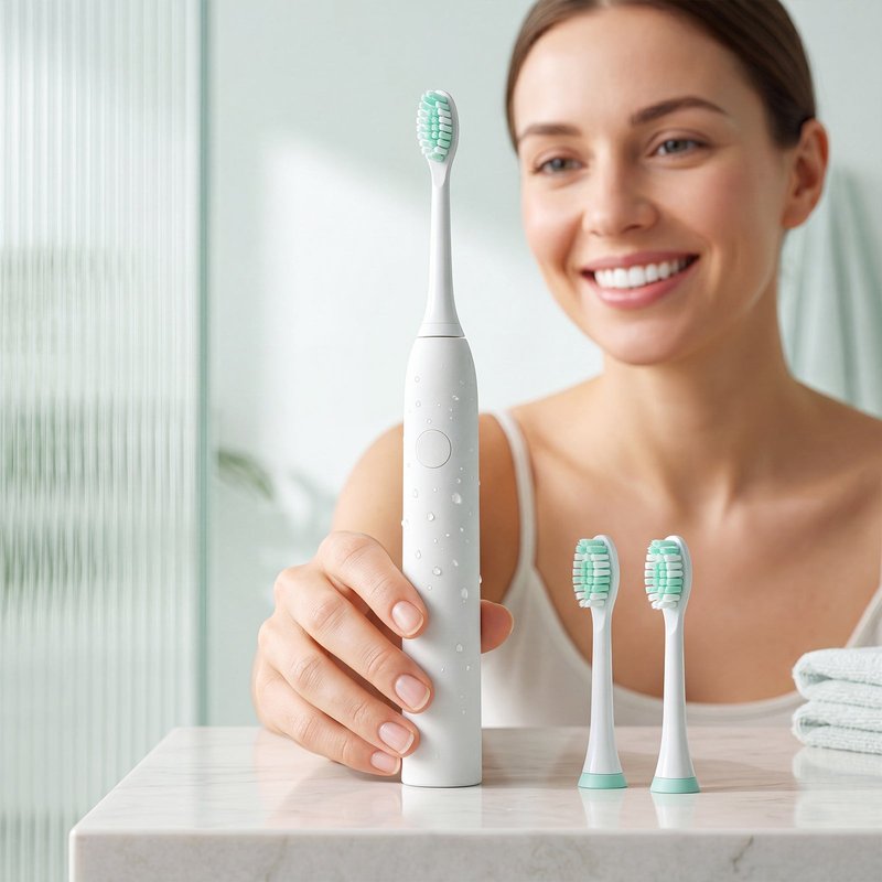 Electric Toothbrush with 2 Replacement Brush Heads - White CH-926