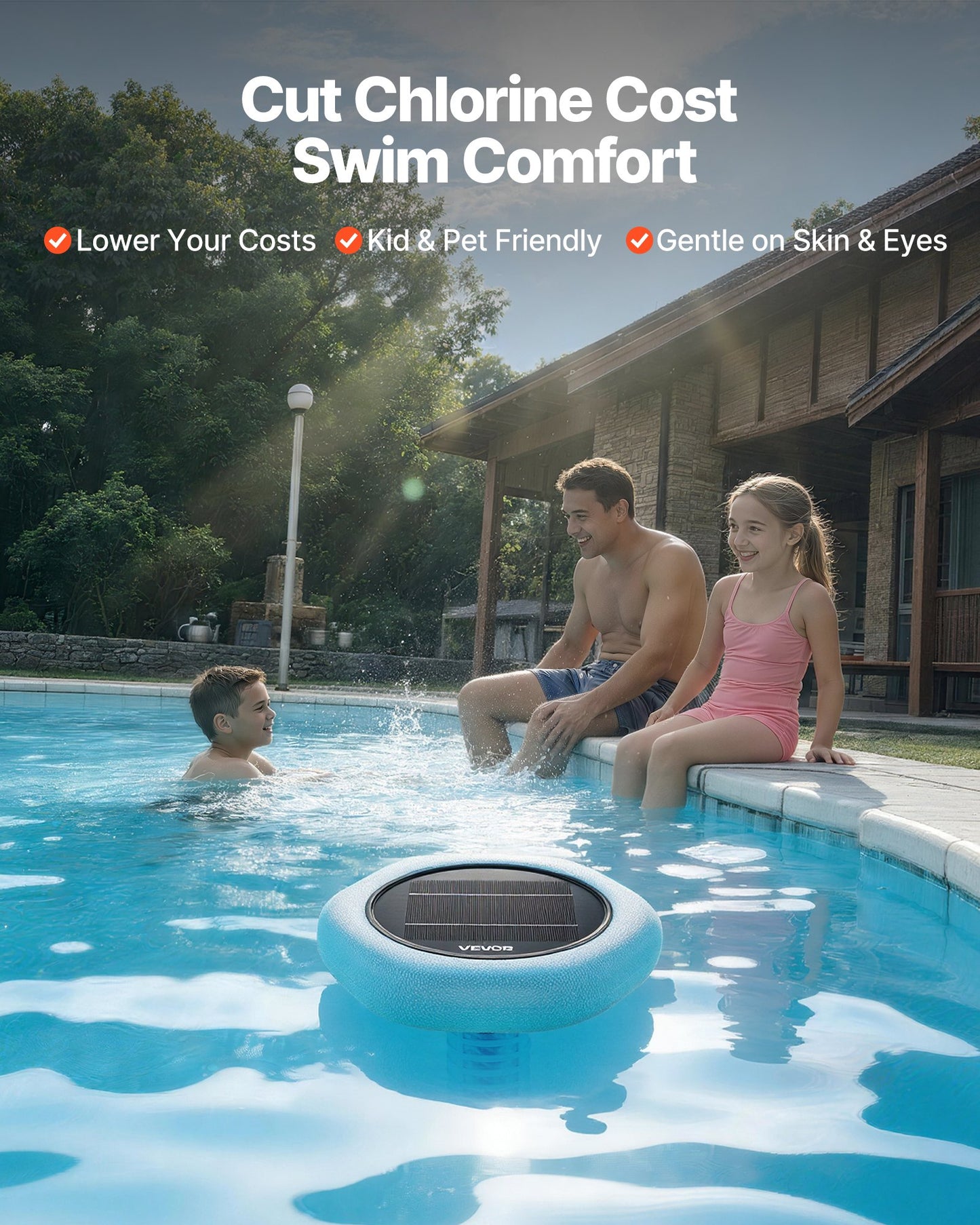 Solar Pool Ionizer for Up to 45,000 Gallons - Copper Water Purifier & Cleaner