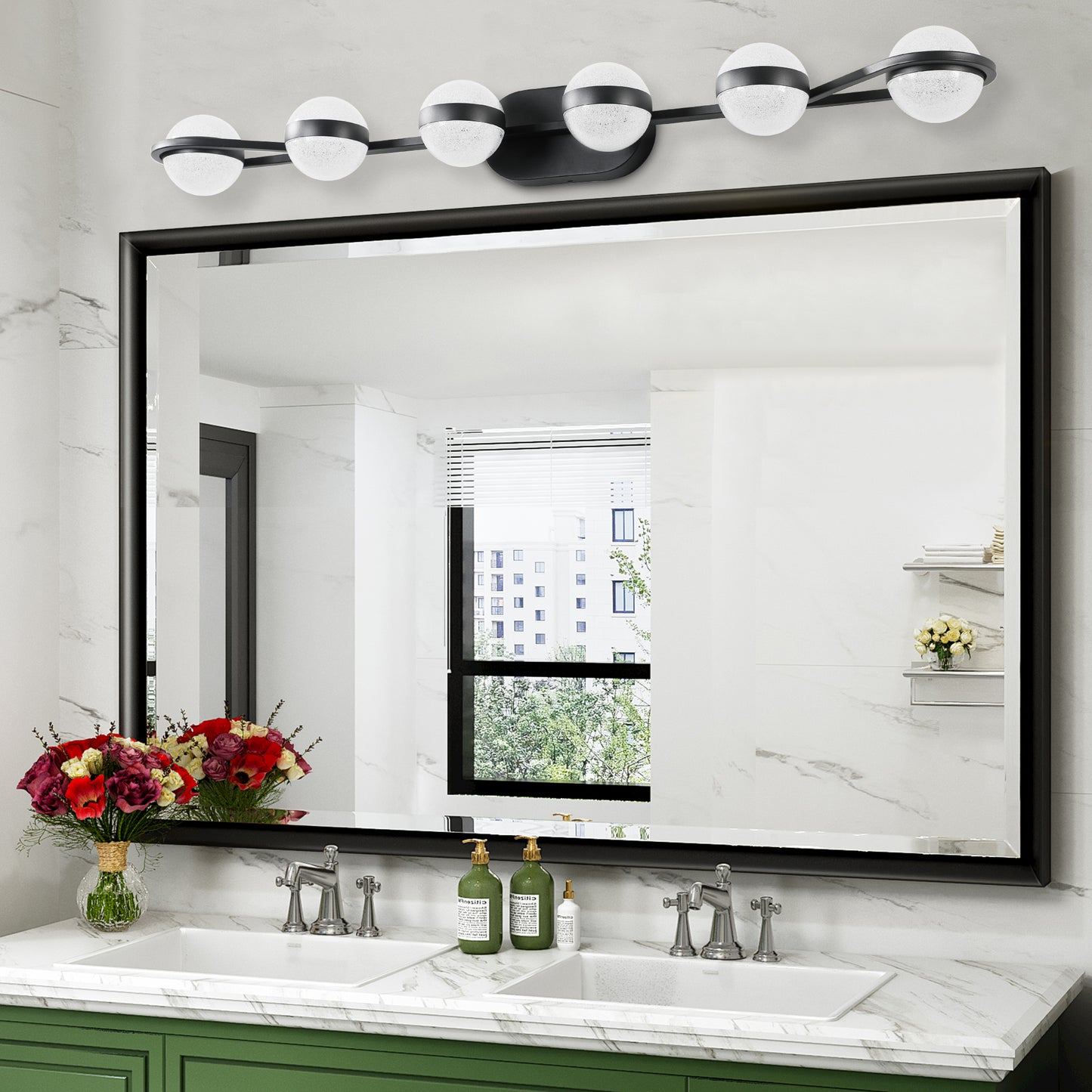 Black Minimalist LED Bathroom Vanity Light - 6-Light Fixture