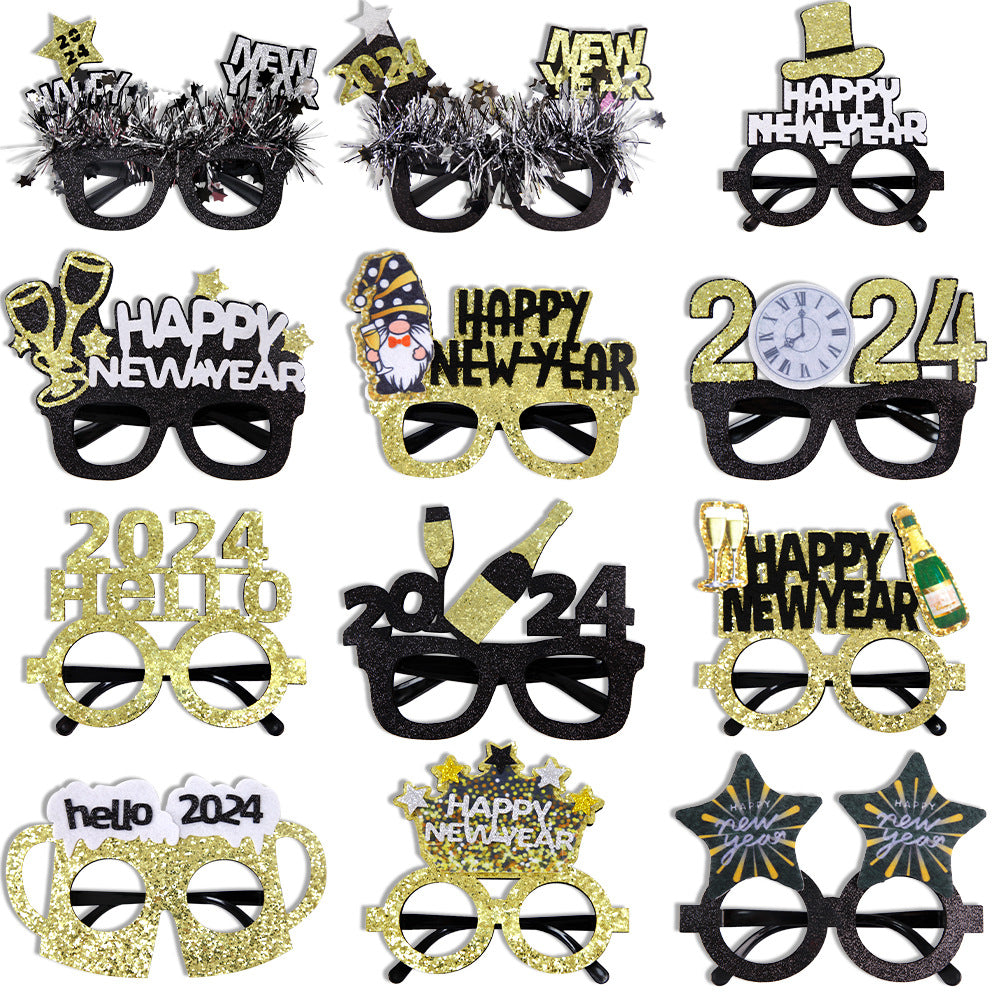 Funny New Year Party Glasses Photo Props - Holiday & Celebration Accessories