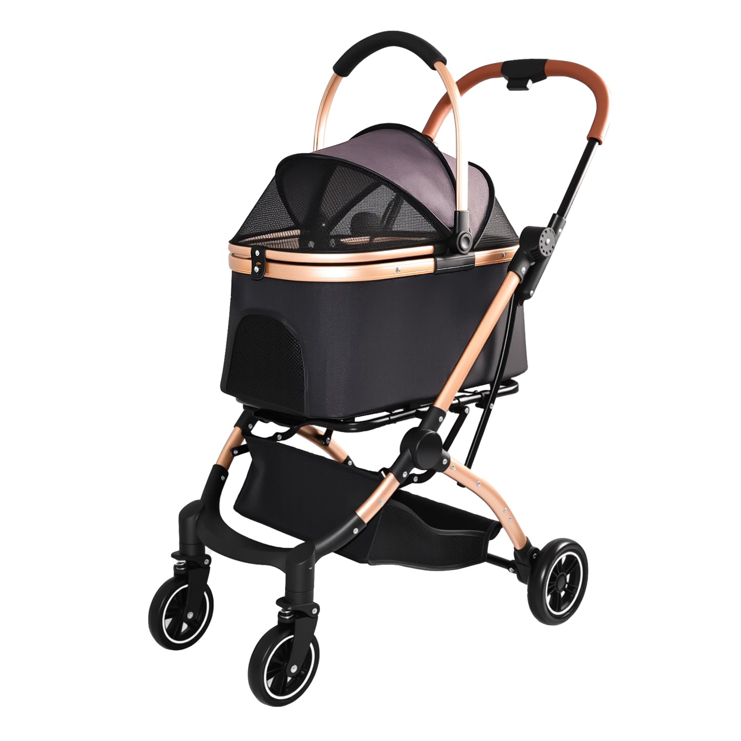 Pet Stroller for Dogs and Cats - Foldable 2-in-1 Detachable Design with Sun Canopy